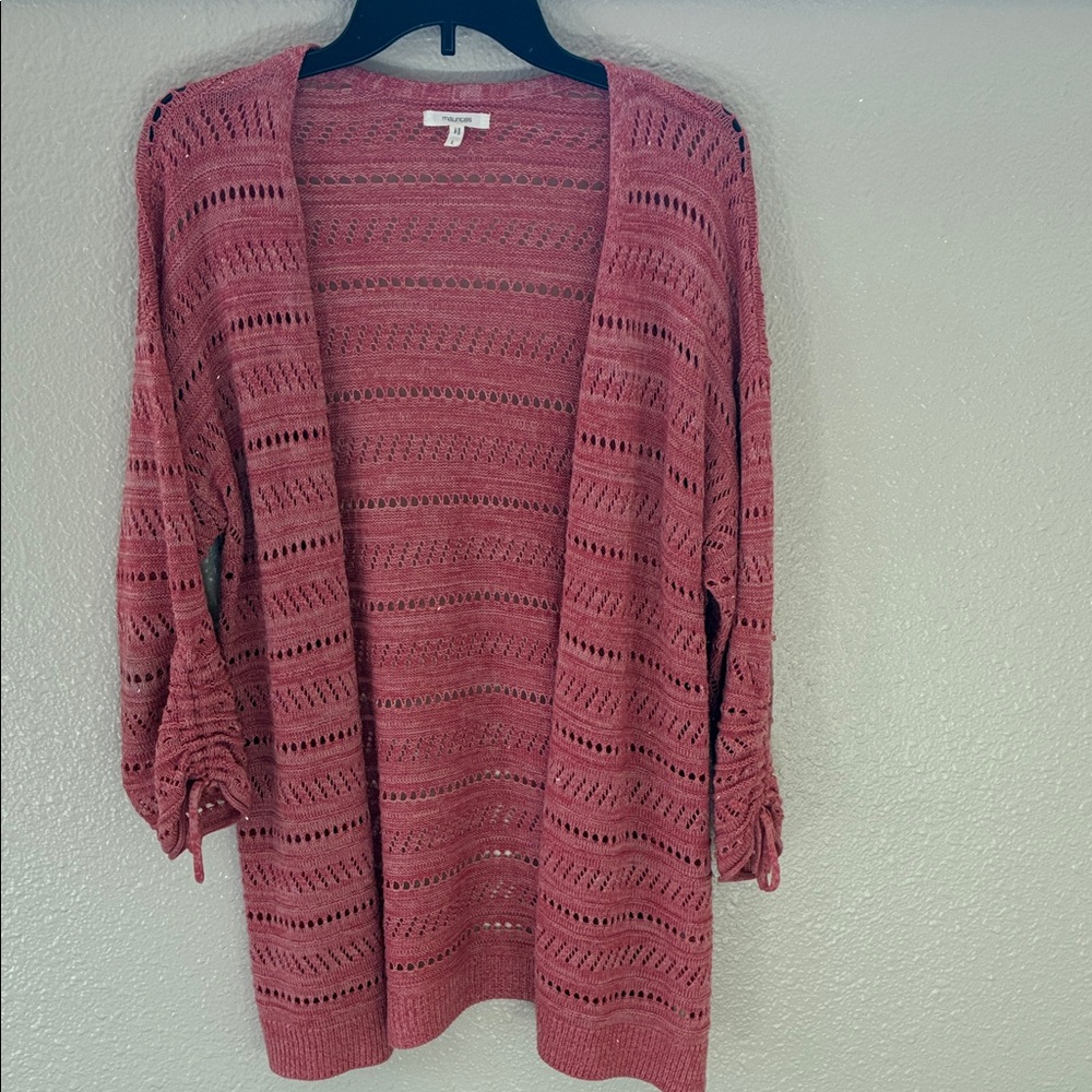 Maurices Dusty Rose Open-Knit Cardigan